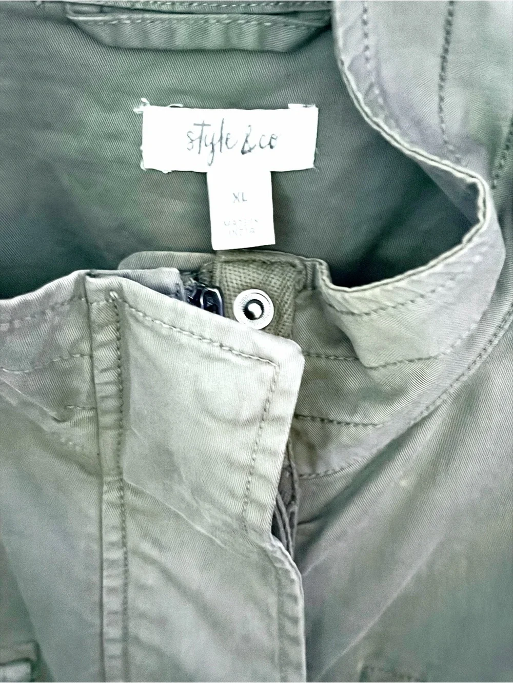 Style & Co. Olive Green Drawstring Utility Jacket NWOT. - Picture 2 of 8